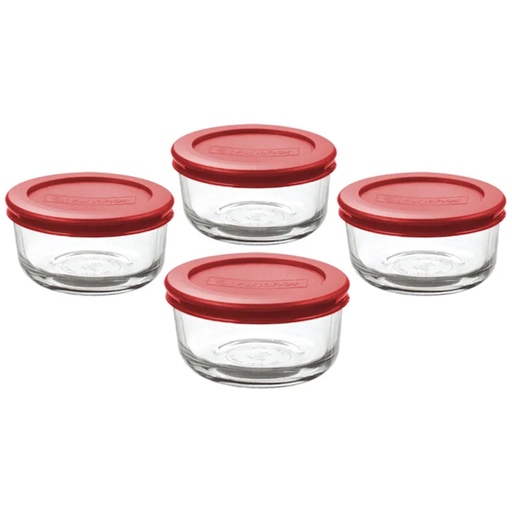 [172326-TT] Anchor Hocking SnugFit® Round Food Storage Value Pack Red 1 Cup 8pc