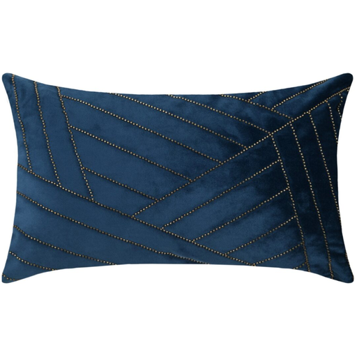 [172431-TT] Garmo Velvet Pillow Navy 12x20in