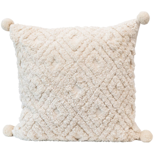 [172627-TT] Tufted Pillow with Pom Poms 24in