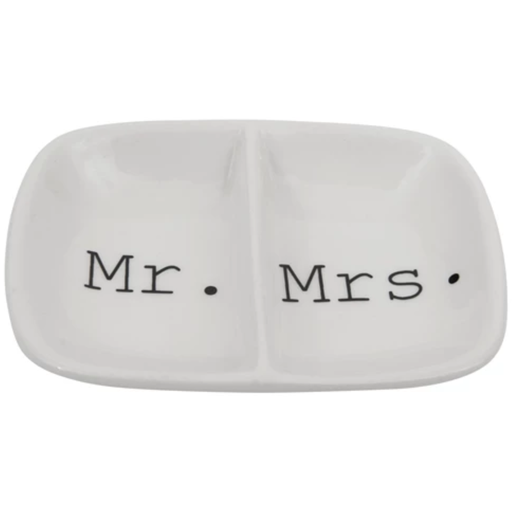 [172664-TT] Mr./Mrs. Ceramic 2-Section Dish