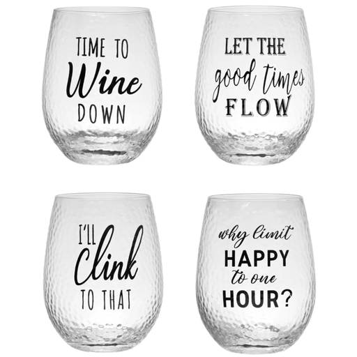 [172665-TT] Drinking Glass w/ Happy Hour Saying, 4 Styles 16 oz.