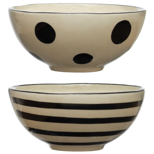 [172782-TT] Hand-Painted Stoneware Bowl Assorted