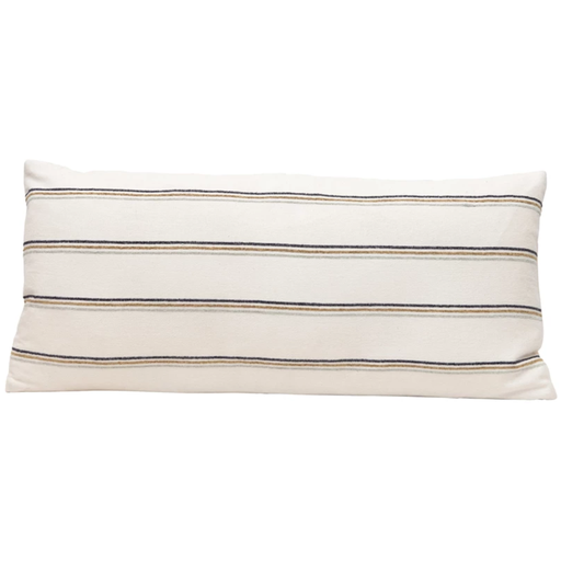 [170903-TT] Striped Cotton Lumbar Pillow 16x36in