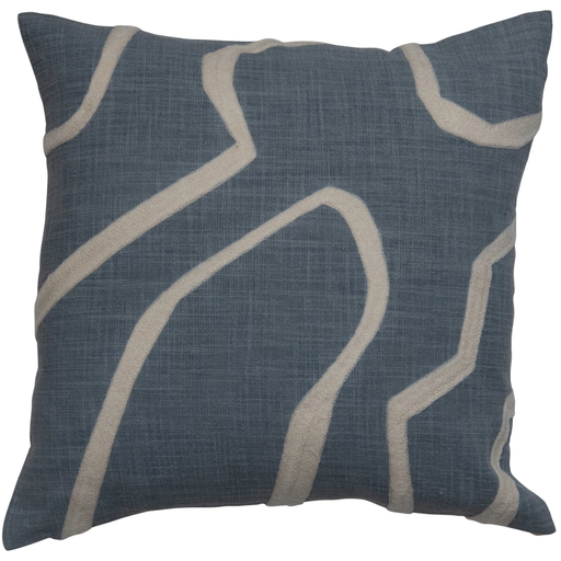 [172669-TT] Abstract Blue Embroidered Pillow 18in
