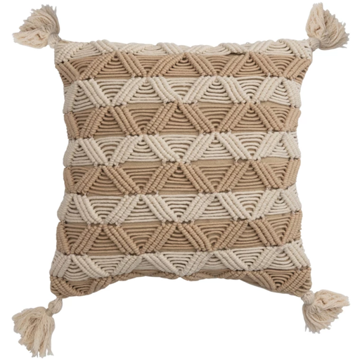 [172671-TT] Macrame Pillow with Tassels 16in
