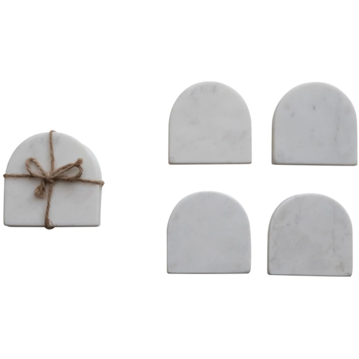 [172785-TT] Arched Marble Coasters Set of 4