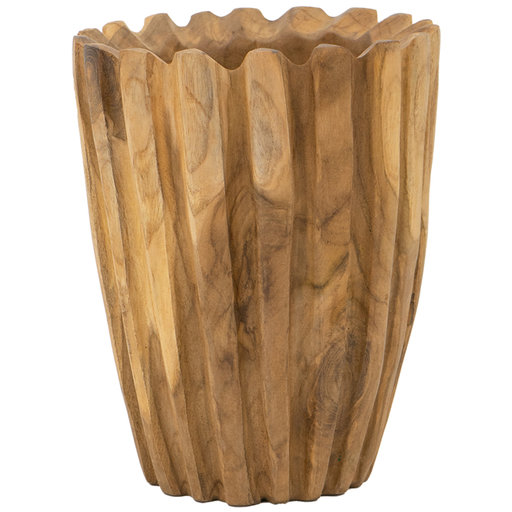 [172694-TT] Decorative Teak Vase 8in
