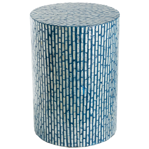[172701-TT] Blue Capiz Cylinder Stool 20in