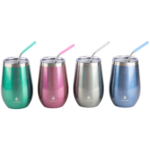 [172253-TT] Core Home Glitter Wine Tumbler with Silk Tip Straw 17oz