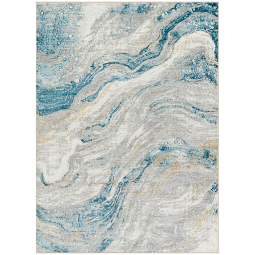 [173284-TT] San Francisco Blue Ivory Swirl Rug 8x10