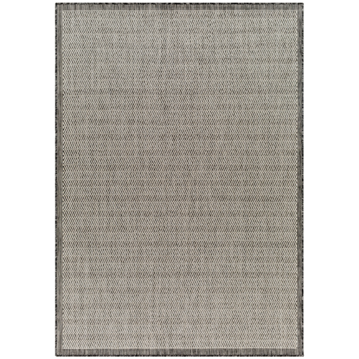 [173300-TT] Ravello Black Ivory Indoor Outdoor Rug 5x7