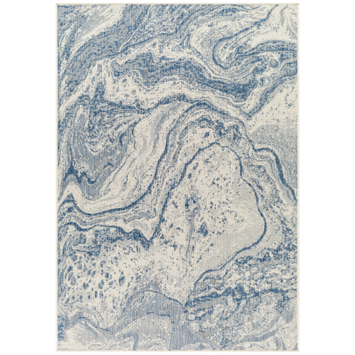 [173301-TT] Ravello Blue Swirl Indoor Outdoor Rug 5x7