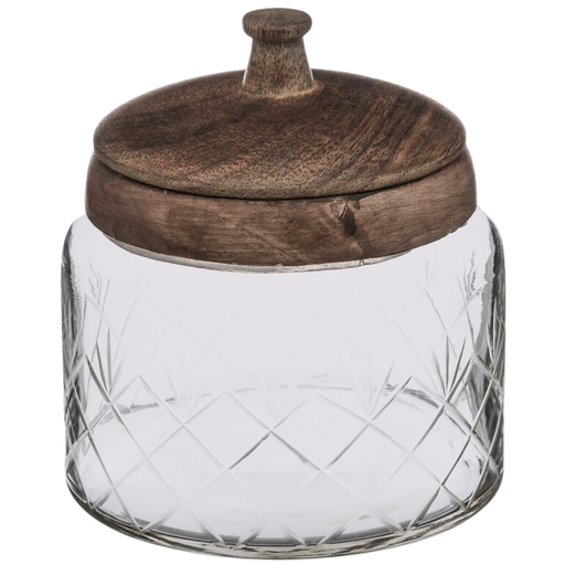 [173346-TT] Glass Jar with Mango Wood Cover 0.7L