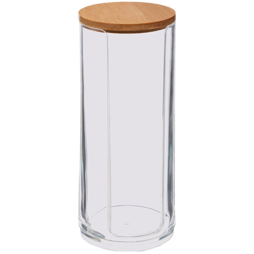 [173415-TT] Selena Cotton Dispenser Clear/Bamboo