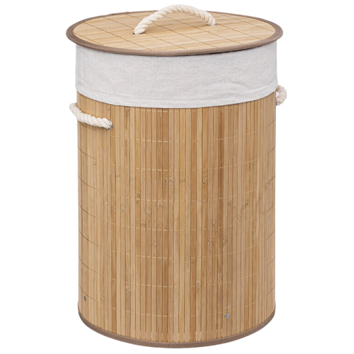 [173429-TT] Round Bamboo Laundry Basket
