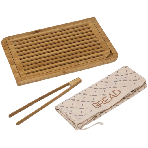 [173469-TT] Bamboo Bread Board and Tongs