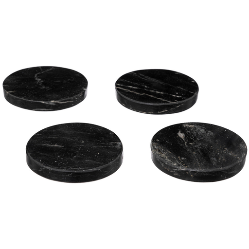 [173474-TT] Marble Coaster Black 4pc