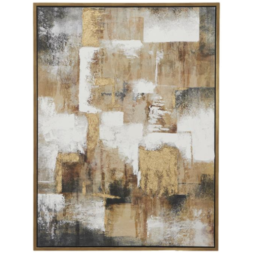 [173604-TT] Gold Abstract Framed Canvas 36x47in