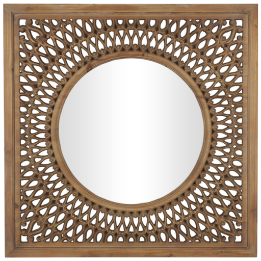 [173615-TT] Carved Wood Mirror 40in
