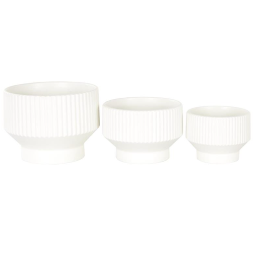 [173664-TT] Groovy Geo Planter White 8in