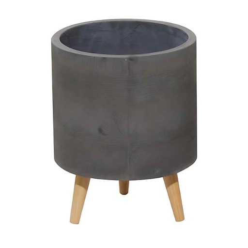 [173672S-TT] Grey Cement Footed Round Planter 13in