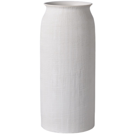 [173731-TT] White Ceramic Etched Vase 13in