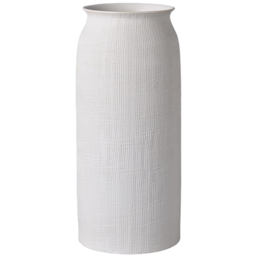 [173732-TT] White Ceramic Etched Vase 16in