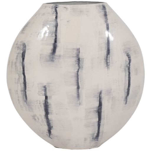 [173734-TT] Blue & White Enameled Metal Floor Vase 20in