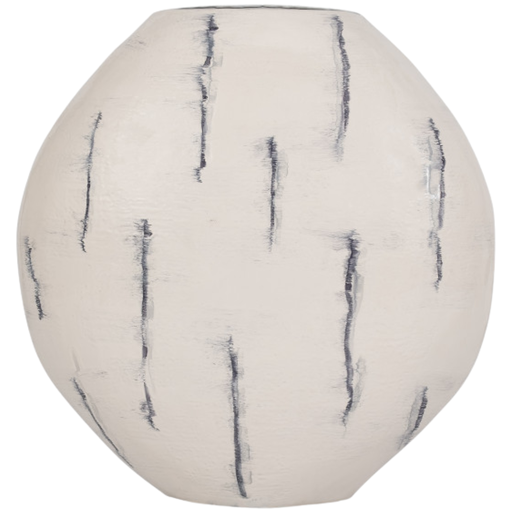 [173735-TT] Blue & White Enameled Metal Floor Vase 33in