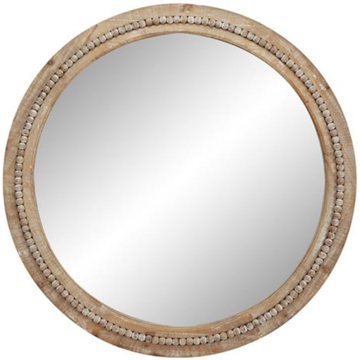 [173757B-TT] Wood Beaded Wall Mirror 36in