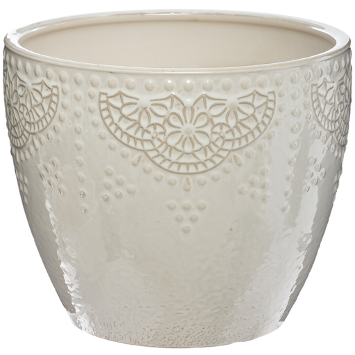[173790-TT] Ivory Embossed Planter 8in