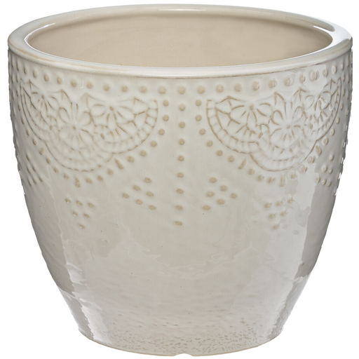 [173791-TT] Ivory Embossed Planter 6in
