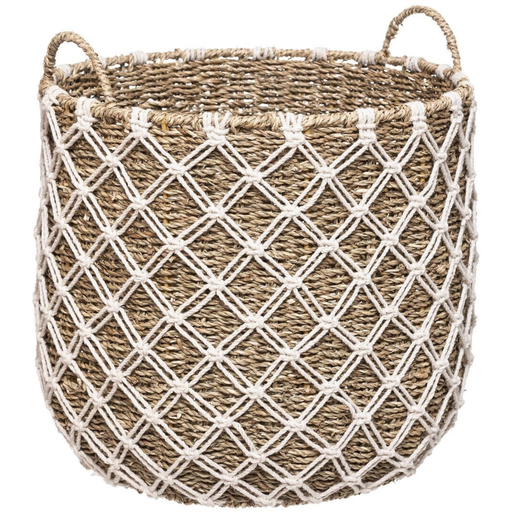 [173800-TT] Palm Macrame Basket 15in