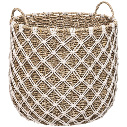[173800-TT] Palm Macrame Basket Medium