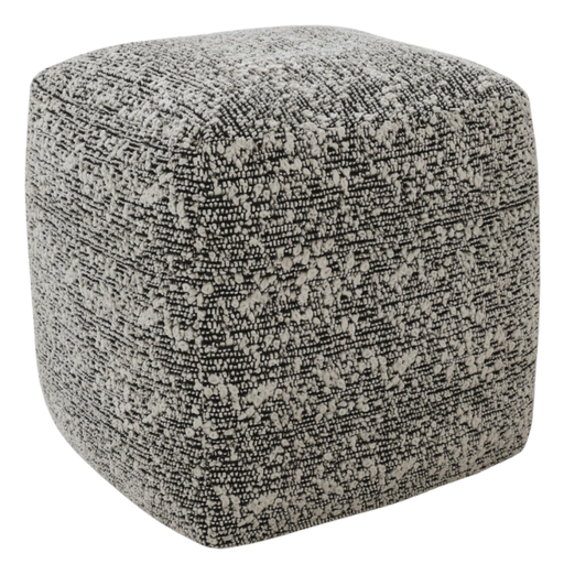 [174052-TT] Nahara Boucle Black Woven Square Pouf