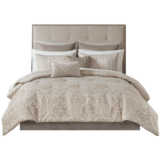 [174179-TT] Emilia Jacquard King Comforter Set with Bed Sheets 12 pc