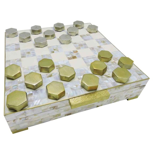 [174231-TT] Bailee Mother of Pearl Checker Box Set 15x15in