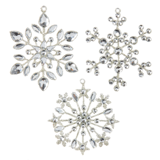 [174345-TT] Crystal Jeweled Snowflake Ornament 4in