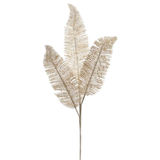 [174356-TT] Glittered Pearl Fern Spray 24in
