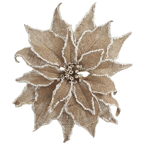 [174362-TT] Glittered Poinsettia with Clip 10in