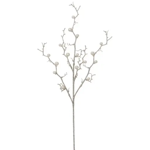 [174501-TT] Glittered Pearl Spray 34in