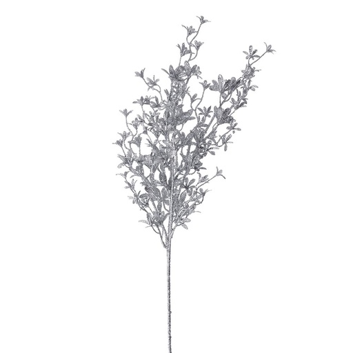 [174435-TT] Silver Glitter Leaf Spray 30in