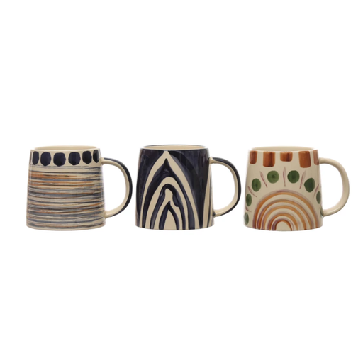 [174755-TT] Topanga Hand-Painted Stoneware Mug 16oz Assorted