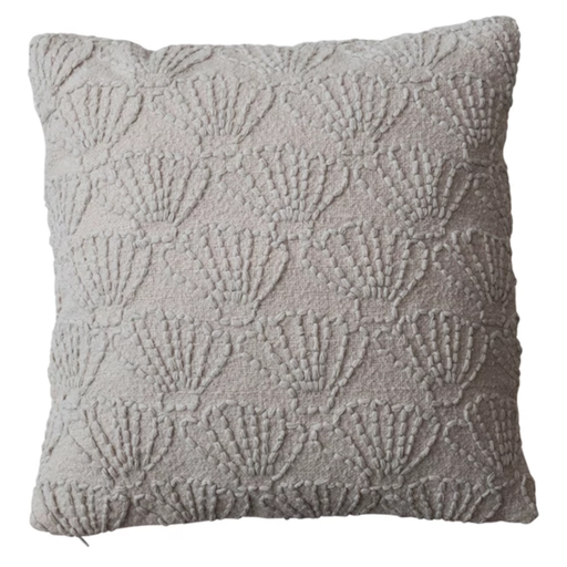 [174719-TT] Linen Pillow with Seashell Pattern 20in