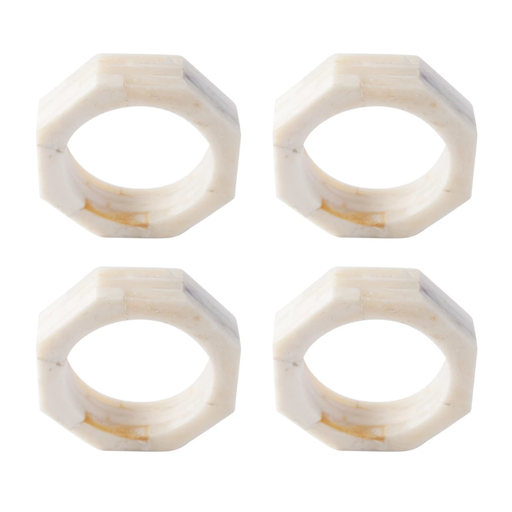[174727-TT] Octogonal Resin Napkin Ring Set 4pc