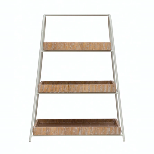 [174726-TT] Metal and Wood 3-Tier Tray 26in