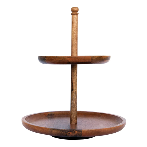 [174722-TT] Mango Wood 2-Tier Stand 16in