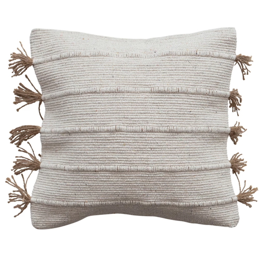 [174717-TT] Jute and Cotton Dhurrie Pillow 18in