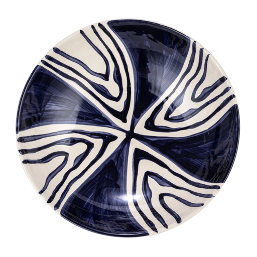 [174751-TT] Topanga Hand-Painted Blue Serving Bowl 12.5in