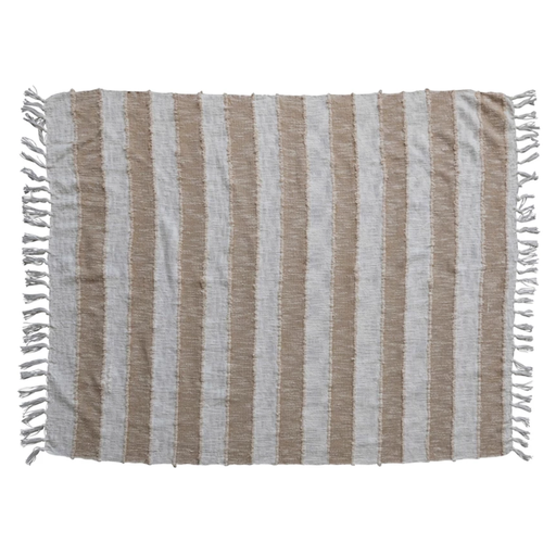 [174745-TT] Striped Cotton Throw 60in x 50in